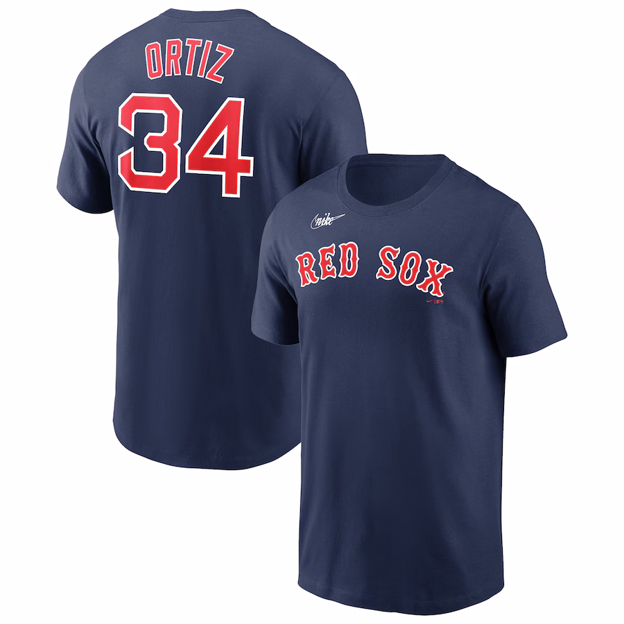 Men's Boston Red Sox David Ortiz Nike Navy Name & Number Logo T-Shirt