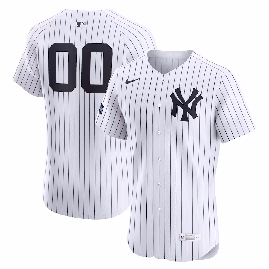Men's New York Yankees Nike White Home Elite Sponsor Patch Pick-A-Player Retired Roster Jersey