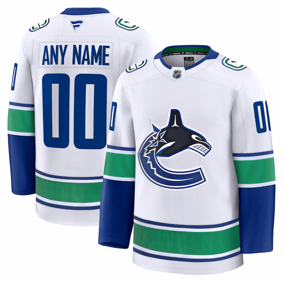 Men's Vancouver Canucks Fanatics White Away Premium Custom Jersey