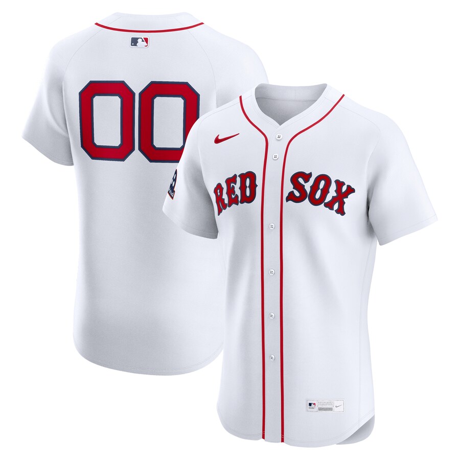 Men's Boston Red Sox Nike White Home Elite Sponsor Patch Custom Jersey