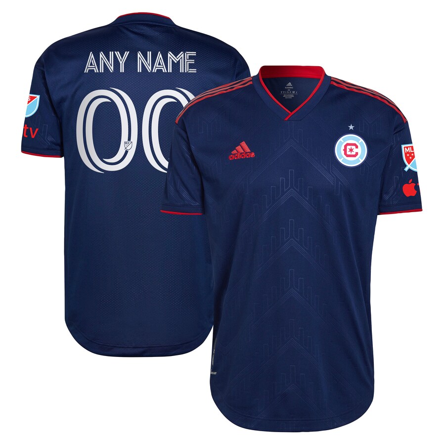 Men's Chicago Fire adidas Blue 2023 Water Tower Kit Authentic Custom Jersey
