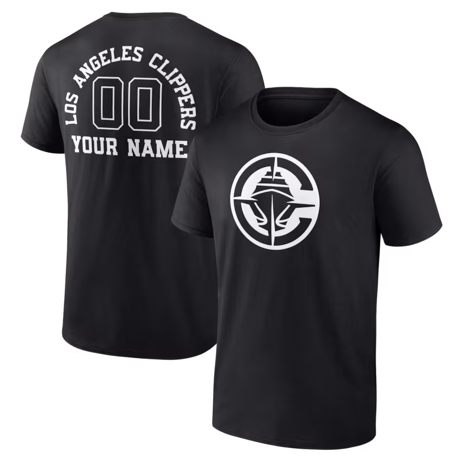 Men's LA Clippers Black Custom Monochrome T-Shirt