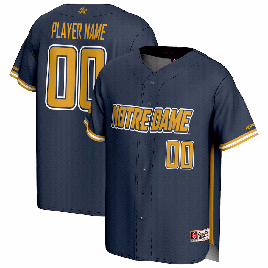 Notre Dame Fighting Irish GameDay Greats Youth NIL Pick-A-Player Baseball Lightweight Jersey - Navy