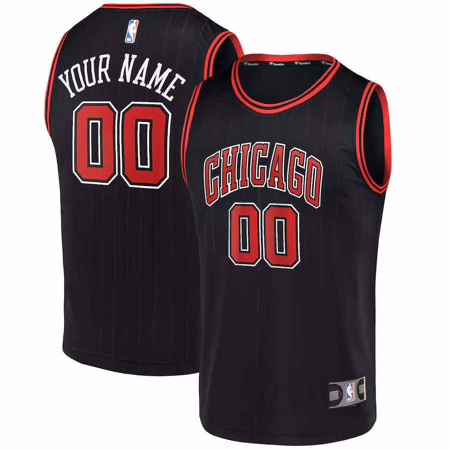Men's Chicago Bulls Fanatics Black Fast Break Replica Custom Jersey - Statement Edition