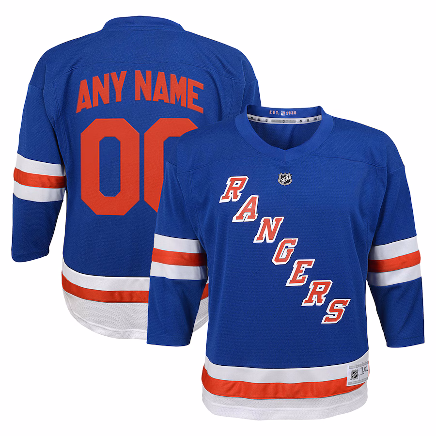Youth New York Rangers Blue Replica Custom Jersey