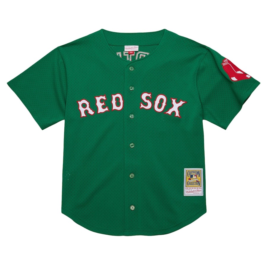 Men's Boston Red Sox David Ortiz Mitchell & Ness Kelly Green Cooperstown Collection Mesh Batting Practice Jersey