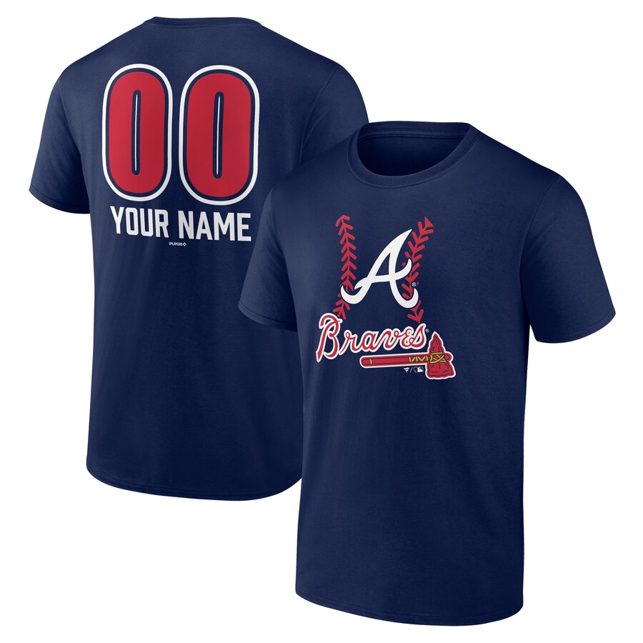 Men's Atlanta Braves Navy Personalized Name & Number Fastball T-Shirt