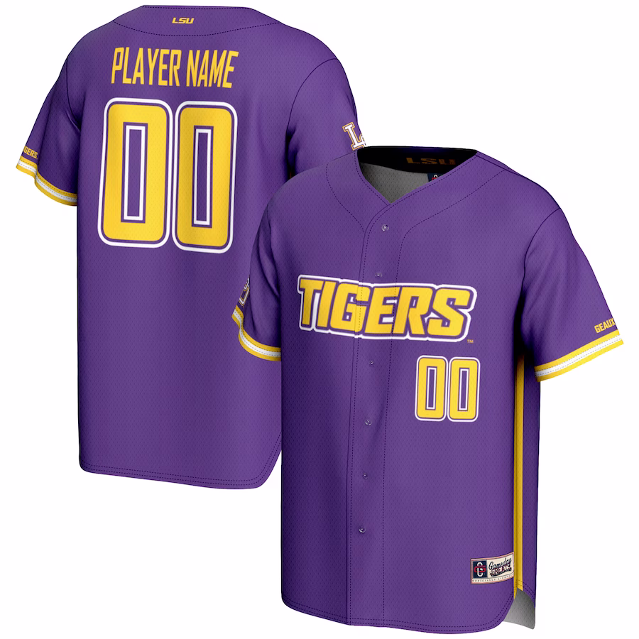 LSU Tigers GameDay Greats Youth NIL Pick-A-Player Lightweight Baseball Jersey - Purple