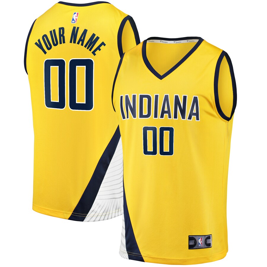 Men's Indiana Pacers Fanatics Yellow Fast Break Custom Jersey - Statement Edition