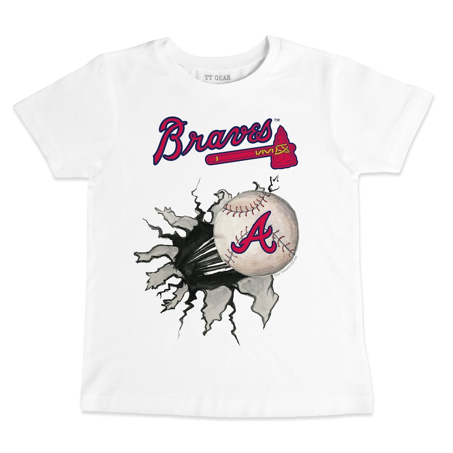 Youth Atlanta Braves Tiny Turnip White Baseball Tear T-Shirt