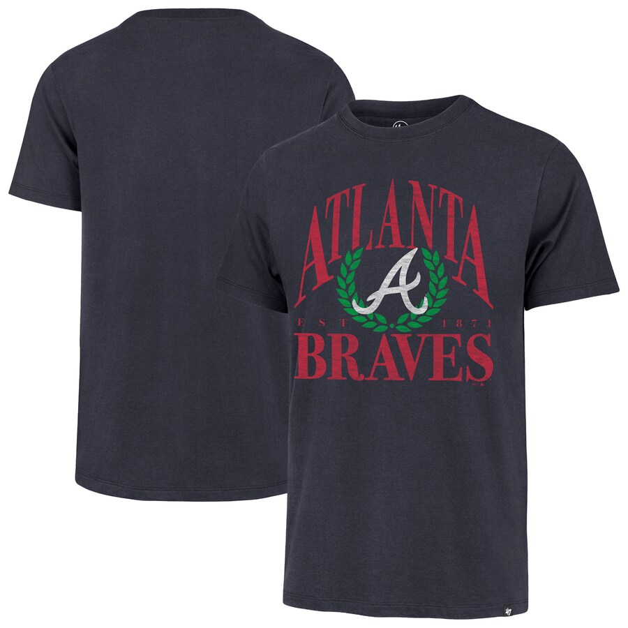 Men's Atlanta Braves '47 Navy Pitchout Franklin T-Shirt