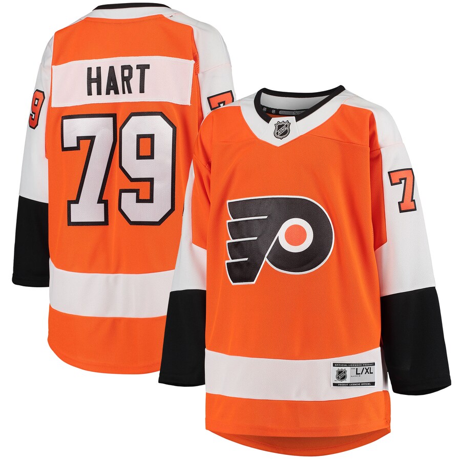 Youth Philadelphia Flyers Carter Hart Orange Home Premier Player Jersey