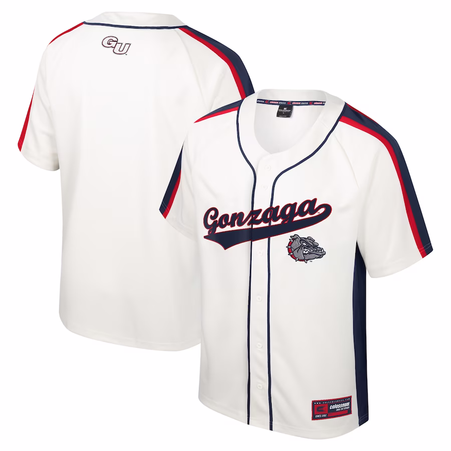 Gonzaga Bulldogs Colosseum Ruth Button-Up Baseball Jersey - Cream