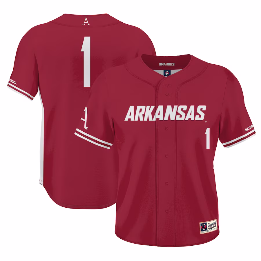 #1 Arkansas Razorbacks GameDay Greats Lightweight Baseball Jersey - Cardinal