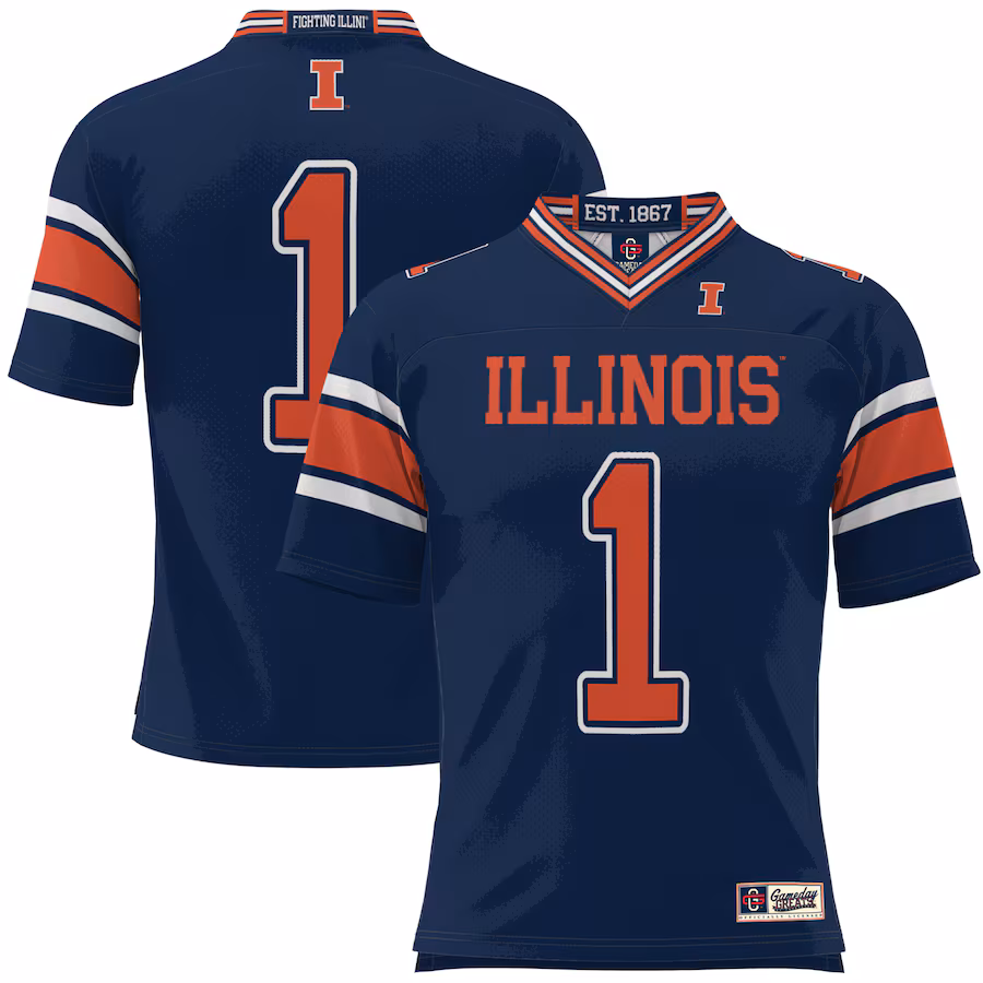 Men's GameDay Greats #1 Navy Illinois Fighting Illini Football Jersey