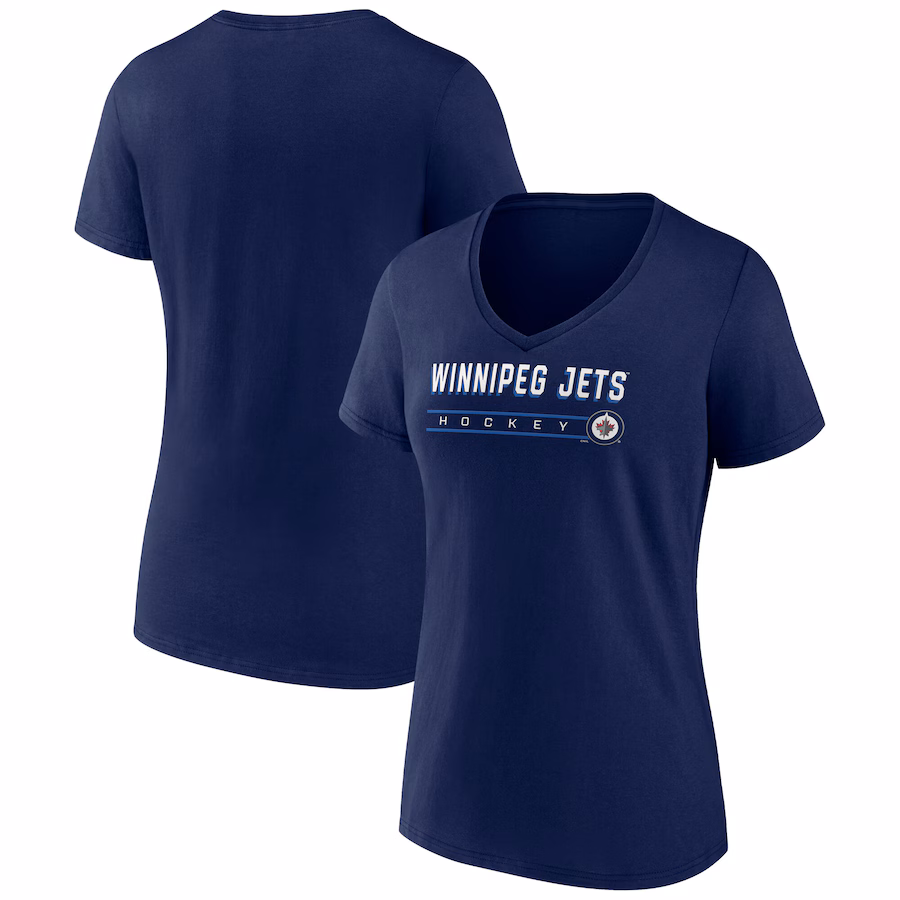 Women's Winnipeg Jets Fanatics Navy V-Neck T-Shirt
