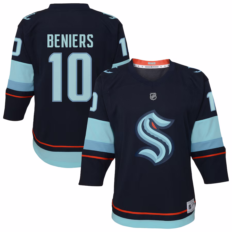 Youth Seattle Kraken Matty Beniers Outerstuff Navy Alternate Replica Player Jersey