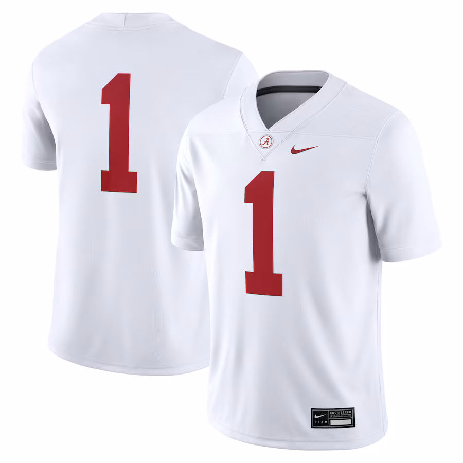 Men's Nike #1 White Alabama Crimson Tide Game Jersey