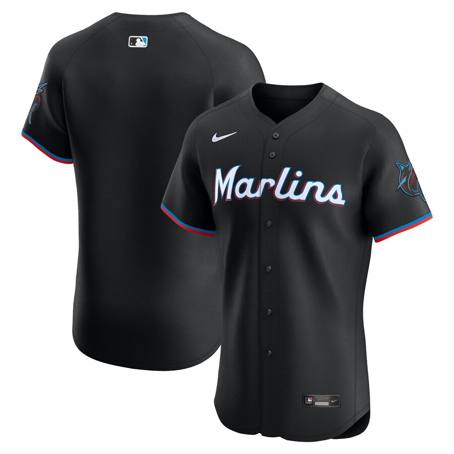 Men's Miami Marlins Nike Black Alternate Elite Jersey