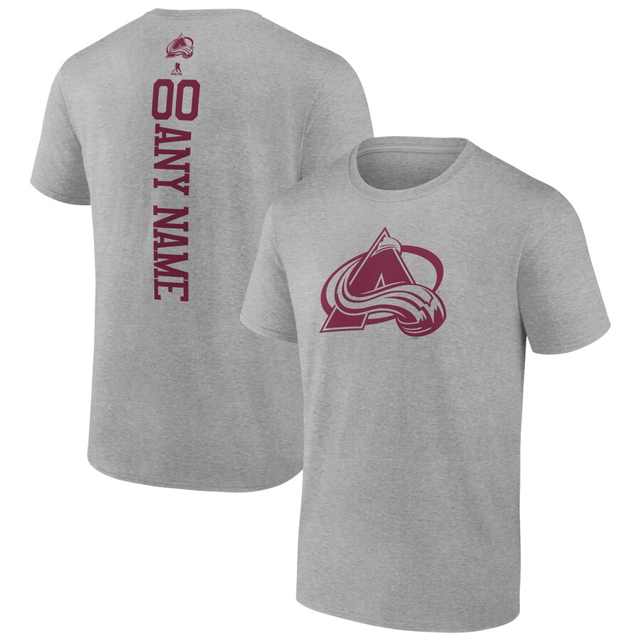 Men's Colorado Avalanche Heather Gray Personalized Name & Number T-Shirt