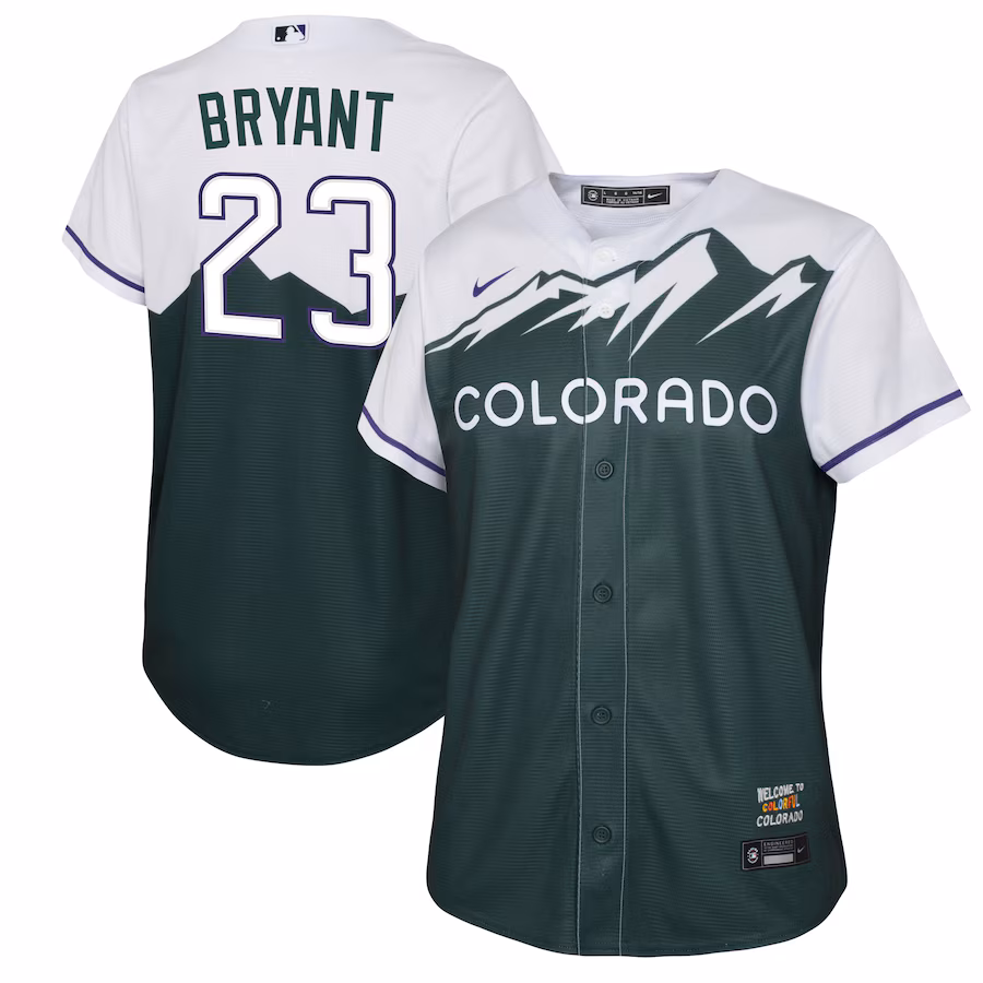 Youth Colorado Rockies Kris Bryant Nike Green 2022 City Connect Replica Player Jersey