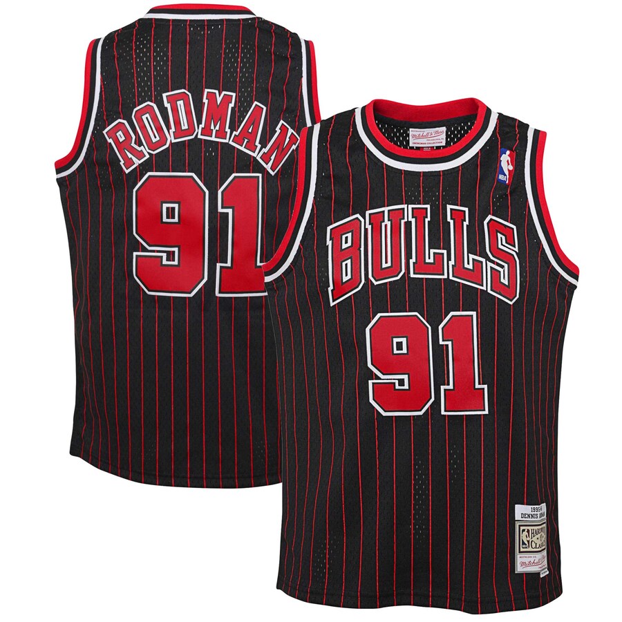 Youth Chicago Bulls Dennis Rodman Mitchell & Ness Black 1995/96 Hardwood Classics Swingman Jersey