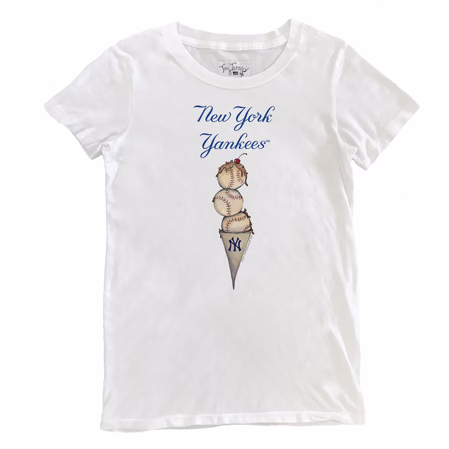 Women's New York Yankees Tiny Turnip White Triple Scoop T-Shirt