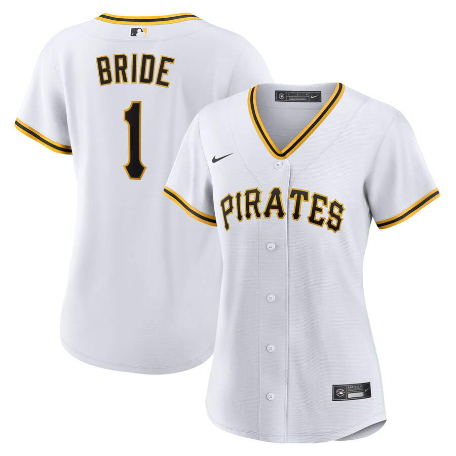 Women's Pittsburgh Pirates Nike White #1 Bride Home Replica Jersey