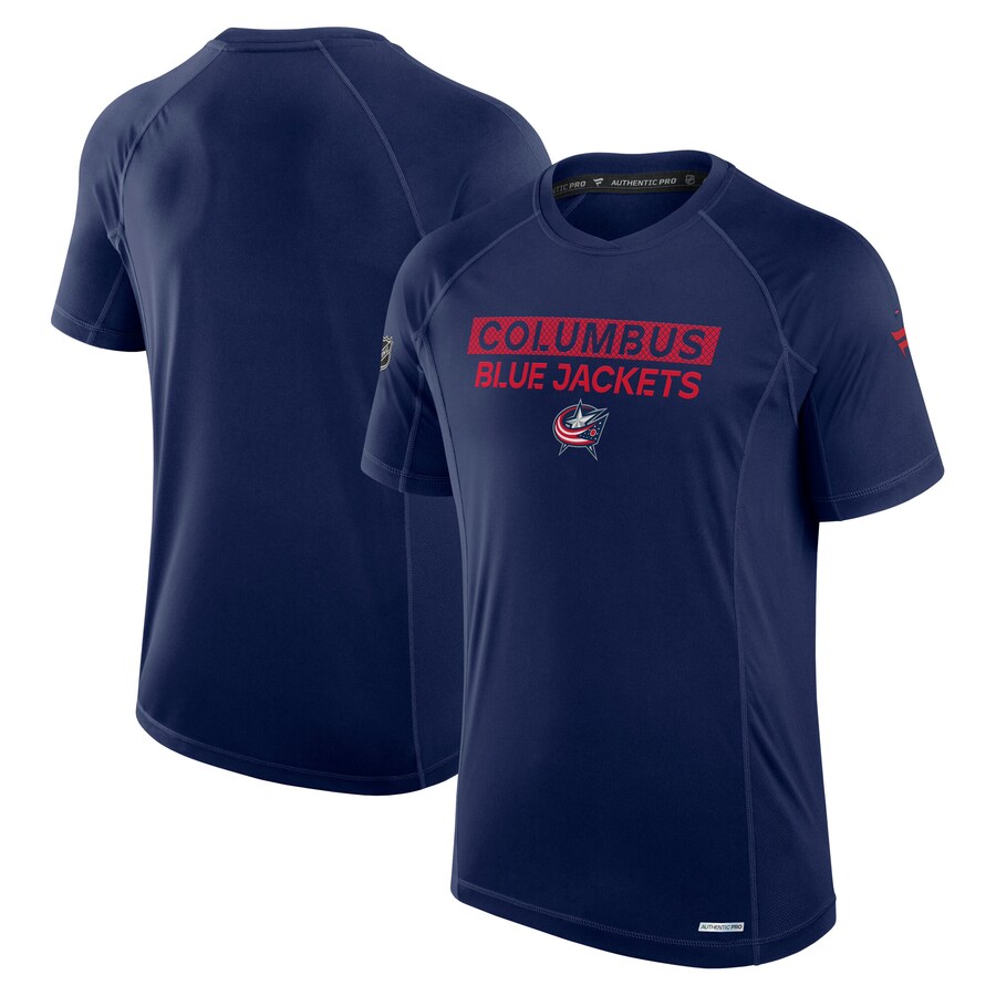 Men's Columbus Blue Jackets Fanatics Navy Authentic Pro Rink Tech T-Shirt
