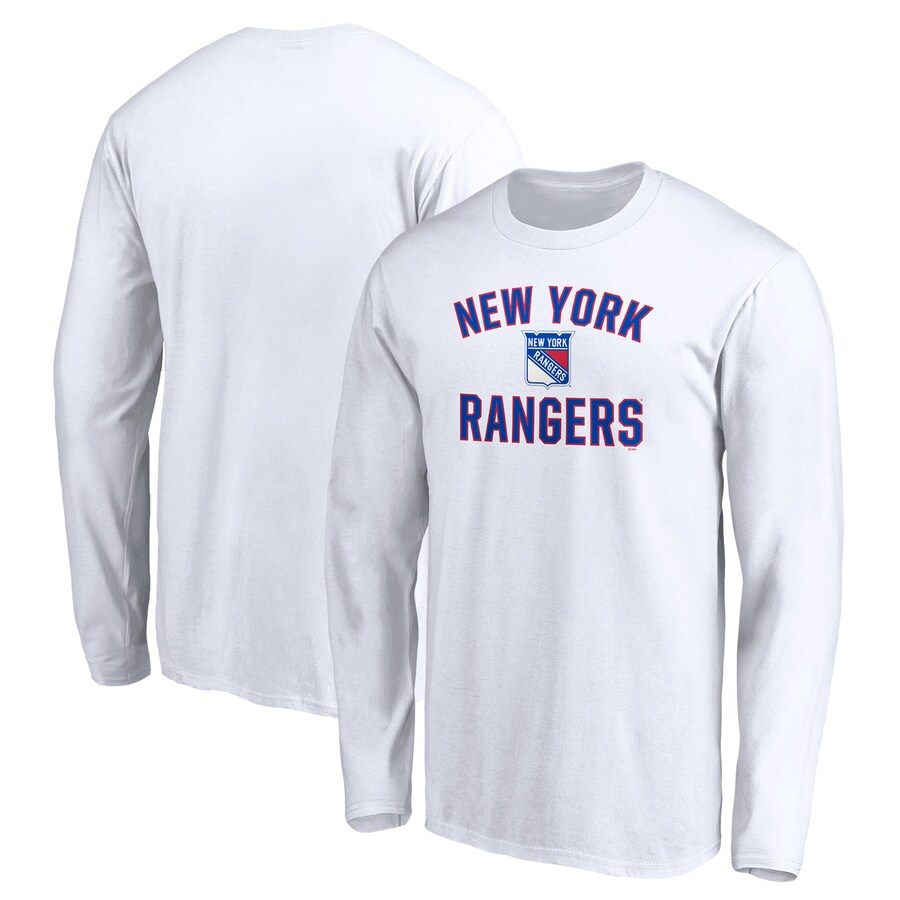 Men's New York Rangers White Victory Arch Long Sleeve T-Shirt