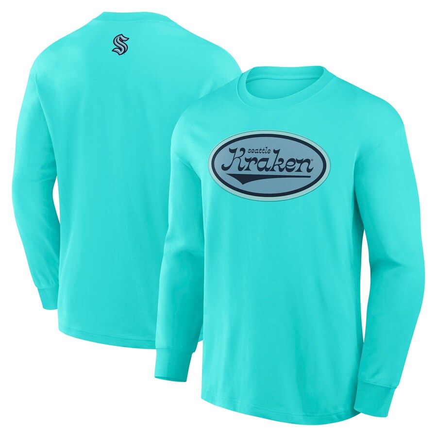 Men's Seattle Kraken Fanatics Light Blue Rewind Long Sleeve T-Shirt