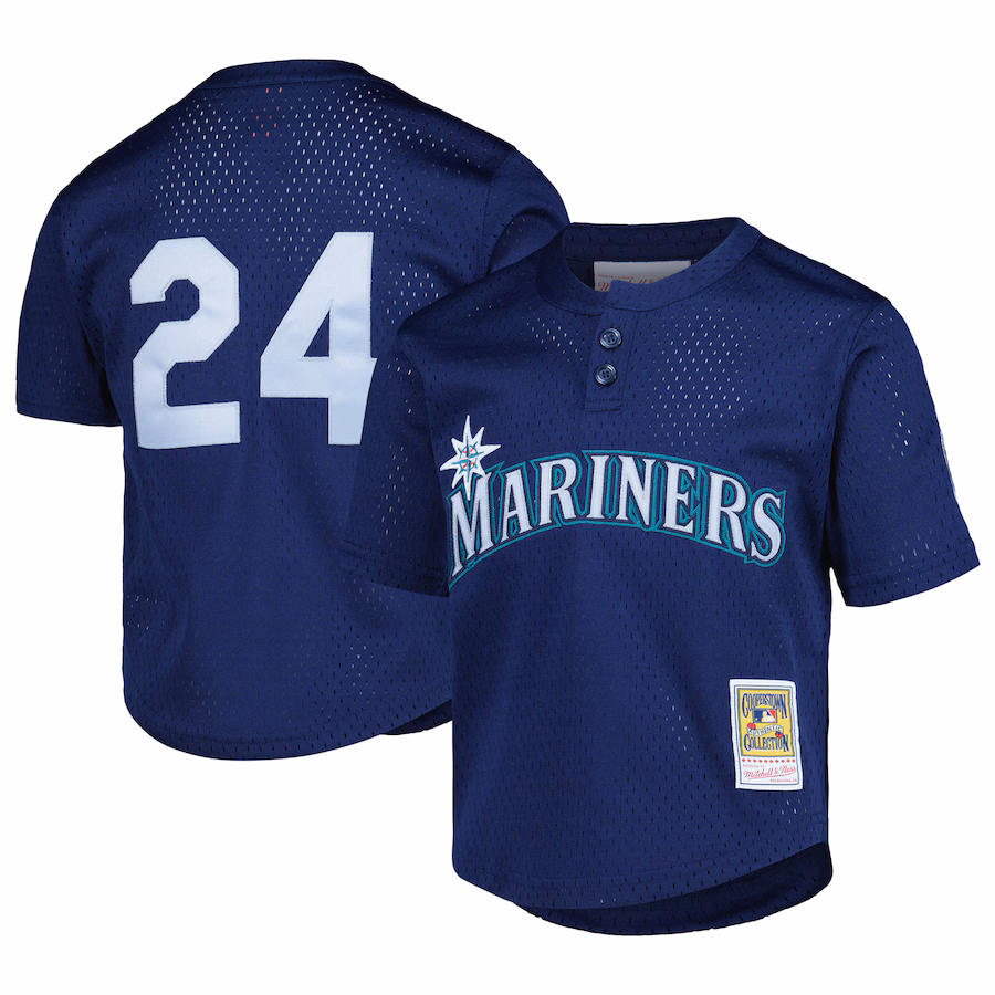 Preschool Seattle Mariners Ken Griffey Jr. Mitchell & Ness Navy Cooperstown Collection Mesh Batting Practice Jersey