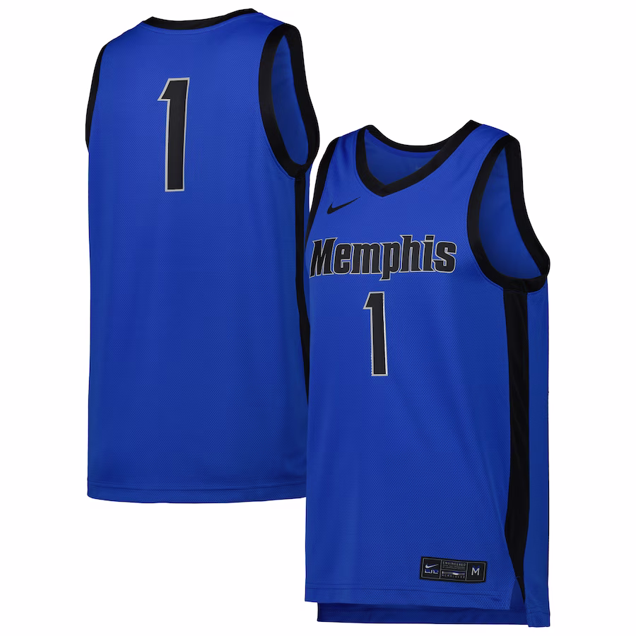 #1 Memphis Tigers Nike Replica Basketball Jersey - Blue