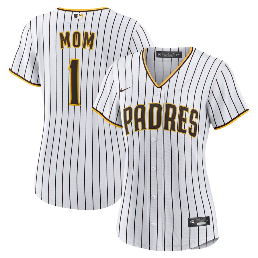Women's San Diego Padres Nike White #1 Mom Home Replica Jersey