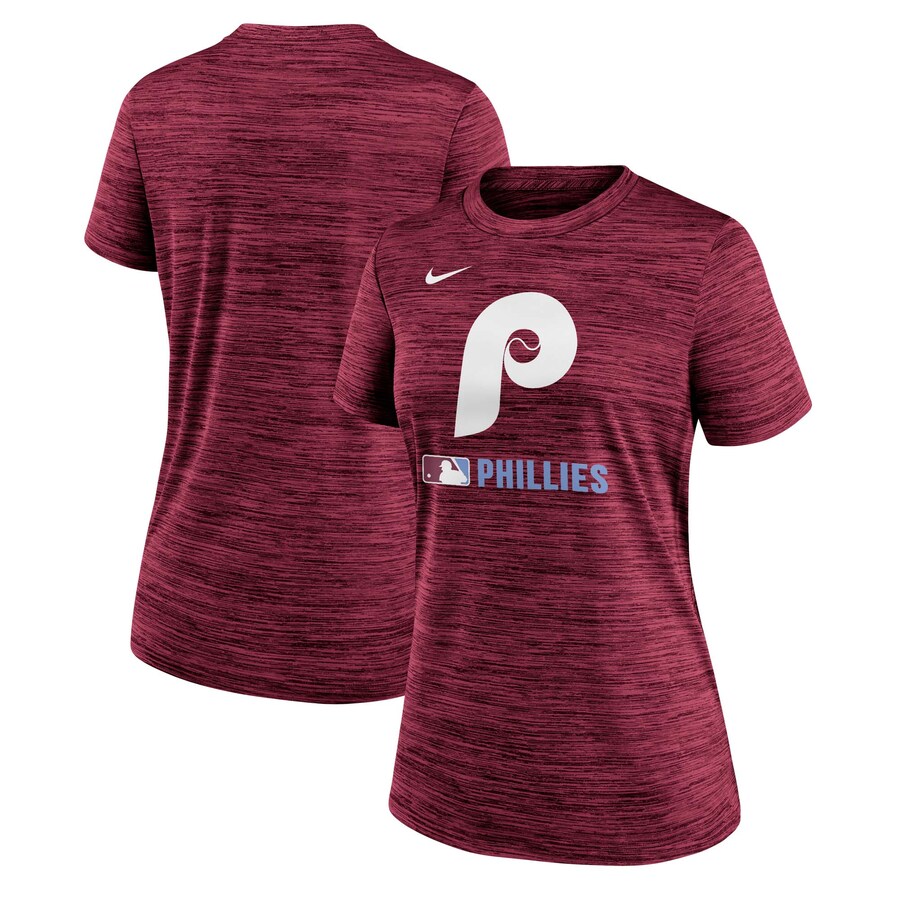 Women's Philadelphia Phillies Nike Burgundy Authentic Collection Alternate Logo Velocity Performance T-Shirt