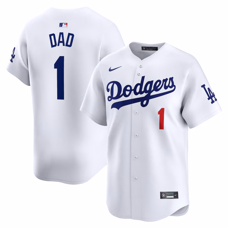 Men's Los Angeles Dodgers Nike White #1 Dad Home Limited Jersey