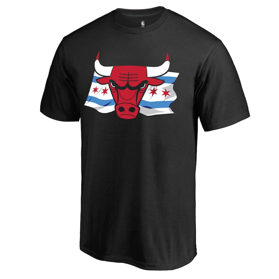 Men's Chicago Bulls Black Hometown Collection Chicago Flag T-Shirt