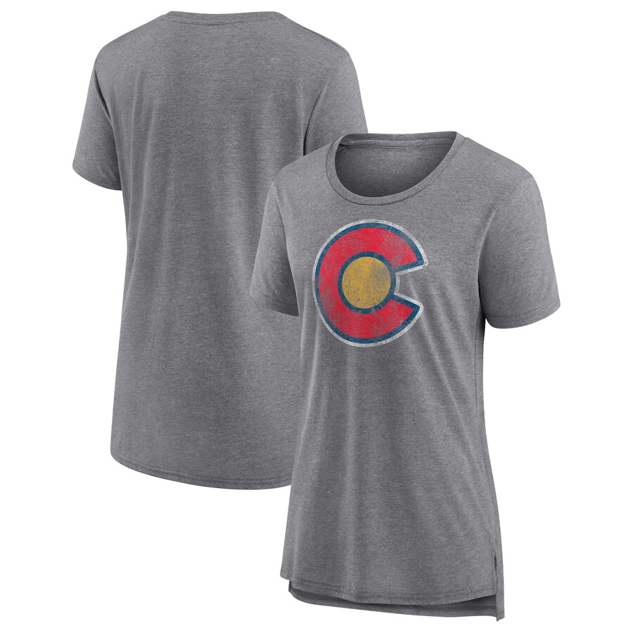Women's Colorado Avalanche Gray Slow Whistle Tri-Blend T-Shirt