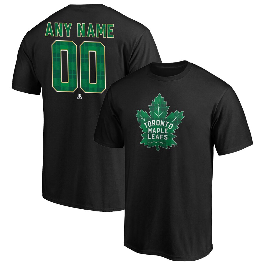 Men's Toronto Maple Leafs Black Emerald Plaid Personalized Name & Number T-Shirt