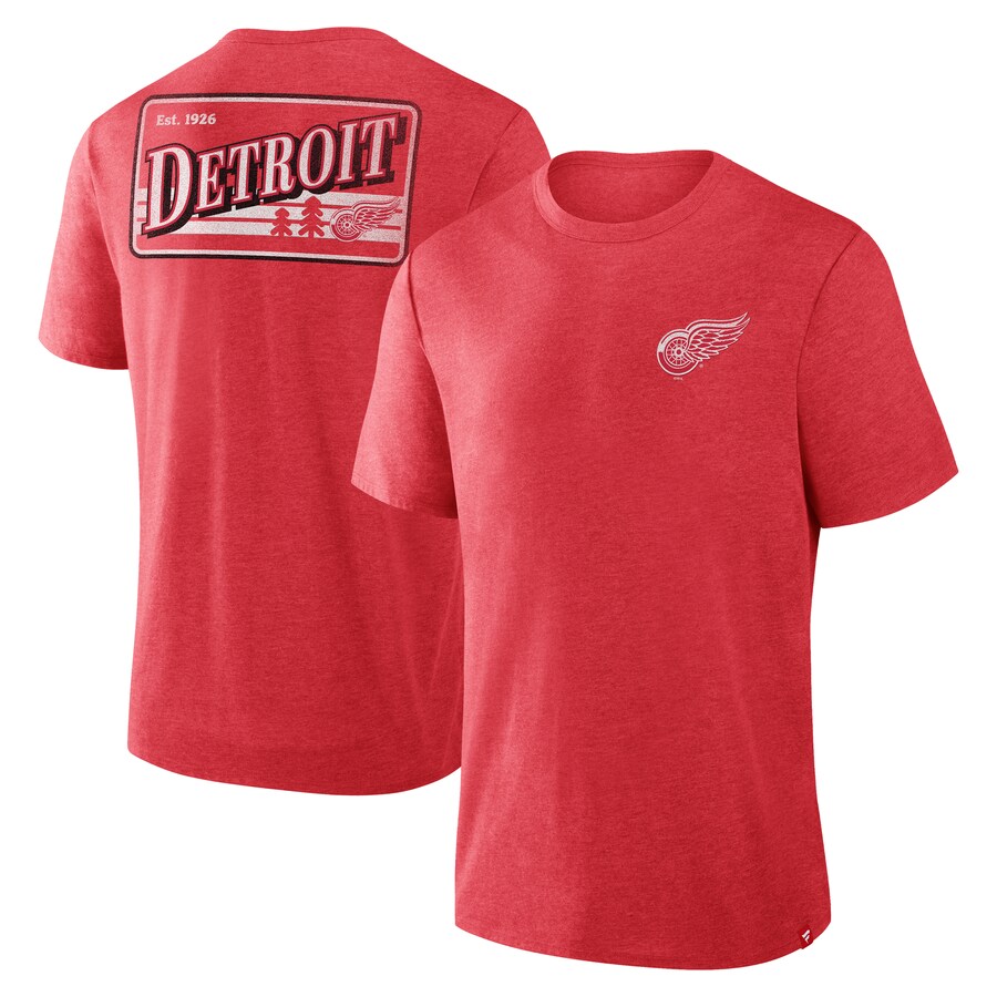 Men's Detroit Red Wings Fanatics Heather Red Fan Lanes Tri-Blend T-Shirt