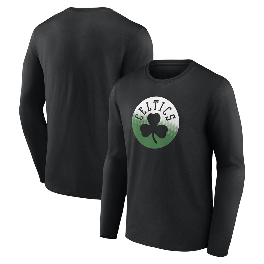 Men's Boston Celtics Black Gradient Logo Long Sleeve T-Shirt