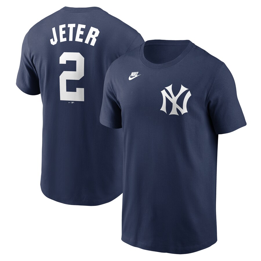 Men's New York Yankees Derek Jeter Nike Navy Cooperstown Collection Fuse Name & Number T-Shirt