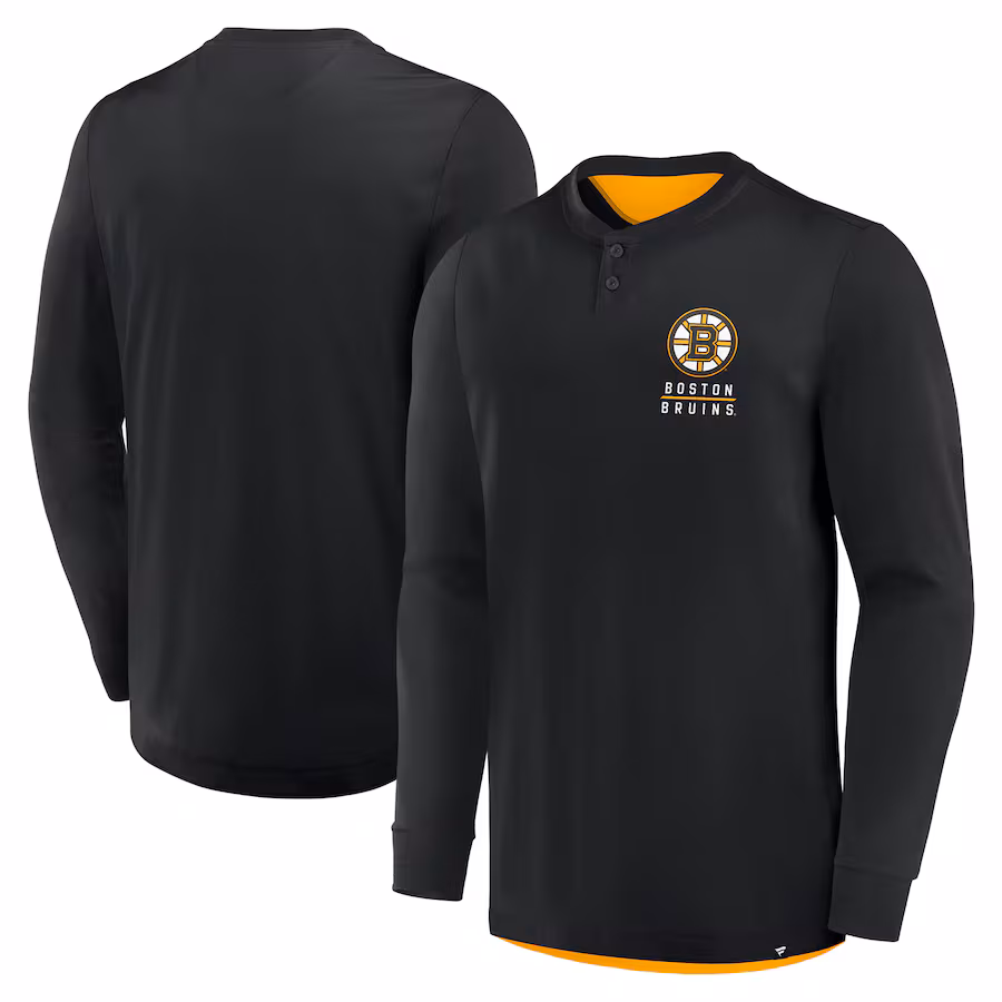 Men's Boston Bruins Fanatics Black Adrenaline Push Long Sleeve T-Shirt