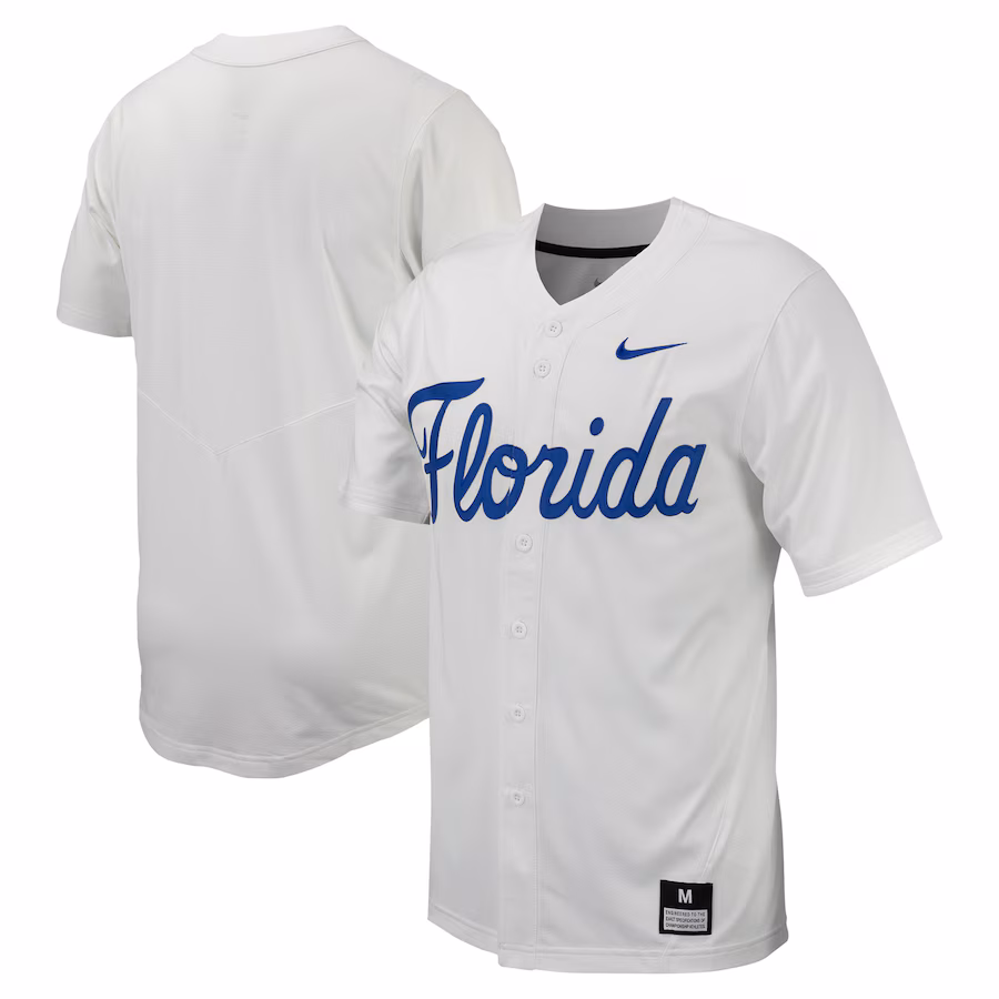 Florida Gators Nike Replica Full-Button Baseball Jersey - White