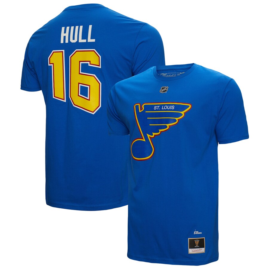 Men's St. Louis Blues Brett Hull Mitchell & Ness Blue Name & Number T-Shirt