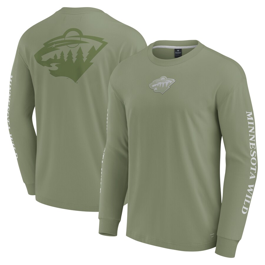 Men's Minnesota Wild Fanatics Olive Elements Strive Long Sleeve T-Shirt