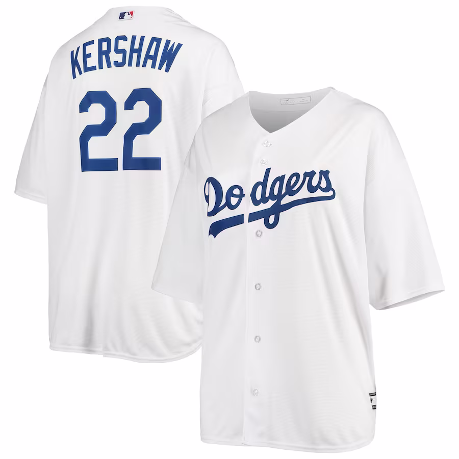 Women's Los Angeles Dodgers Clayton Kershaw White Plus Size Replica Player Jersey