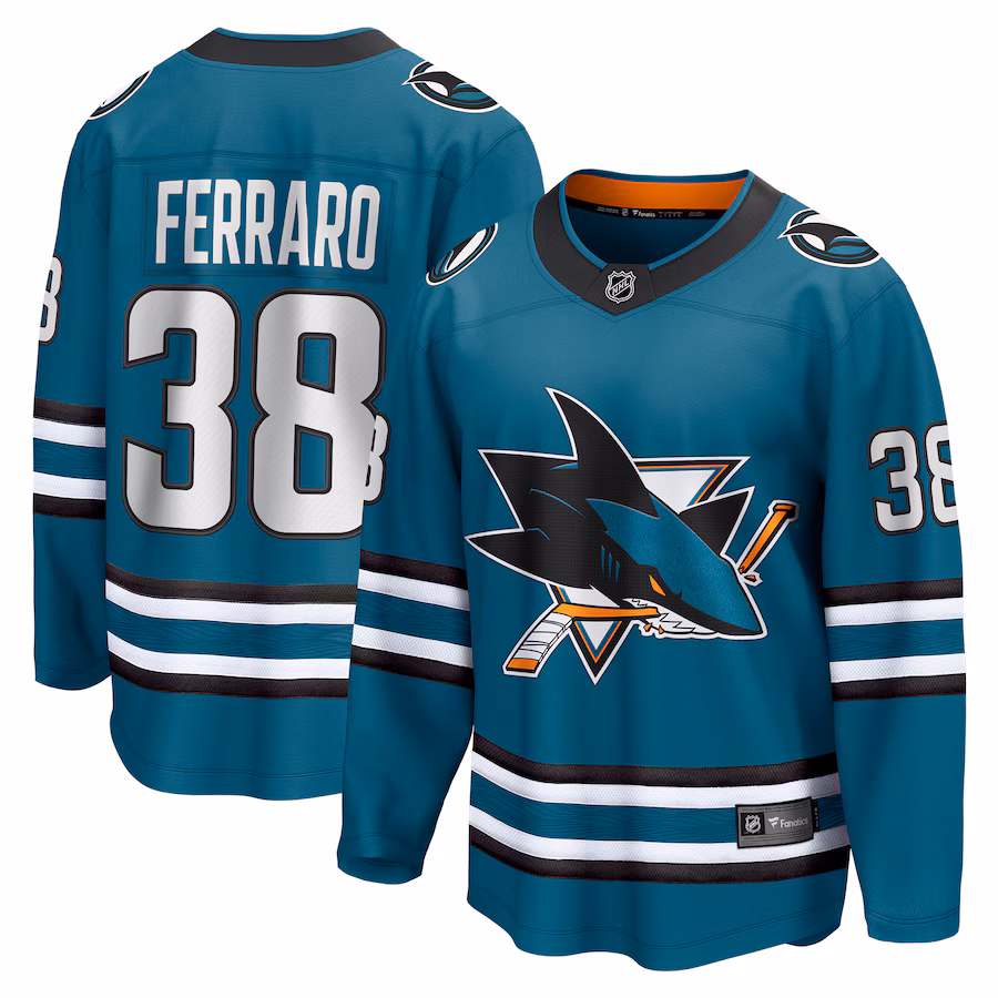 Men's San Jose Sharks Mario Ferraro Fanatics Teal Home Breakaway Player Jersey