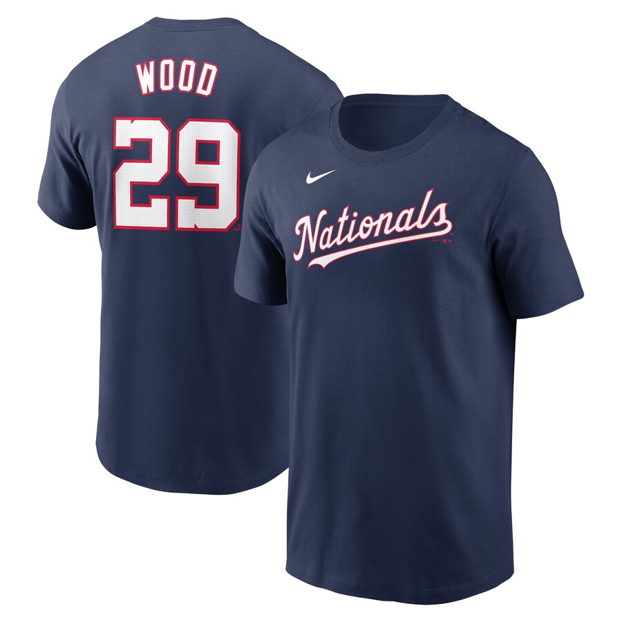 Men's Washington Nationals James Wood Nike Navy Fuse Name & Number T-Shirt