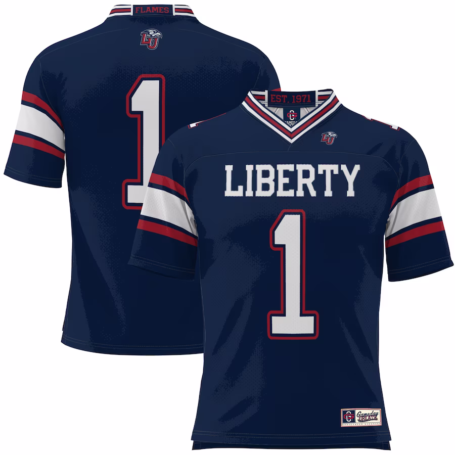 #1 Liberty Flames GameDay Greats Youth Football Jersey - Navy